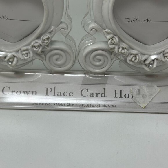 Crown Place Card Holders Heart Design Set Of 4 White Wedding Elegant Tea Party - Picture 12 of 14